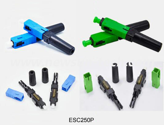 SC UPC APC Monomodo 0.9 / 2.0 / 3.0mm Conector de montaje de campo de virola prepulido Conector rápido / rápido